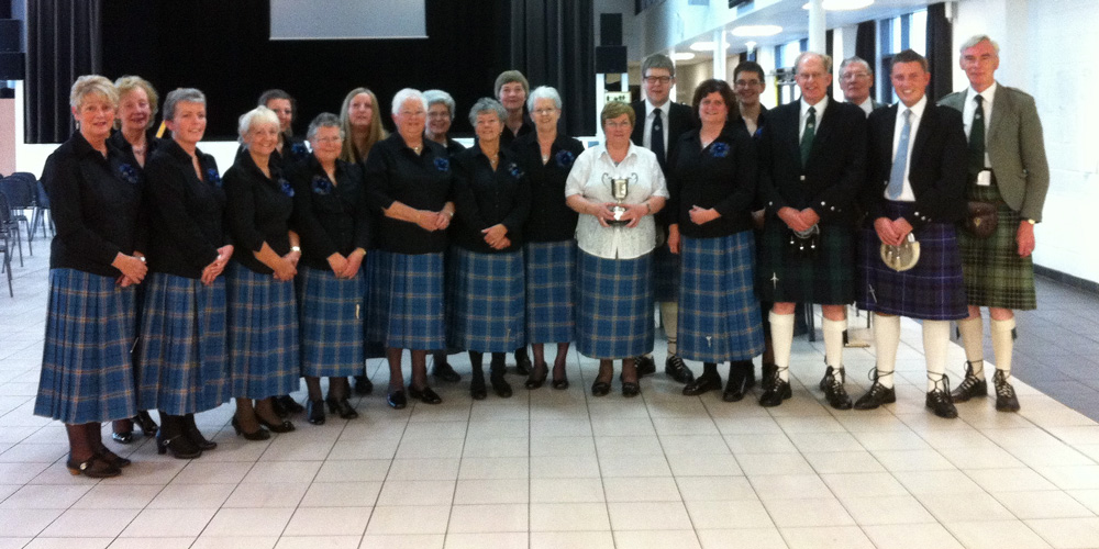 The Glasgow Islay Gaelic Choir, with the Provost Archibald Brown Cup at the Lochgilphead local Mod, 2013